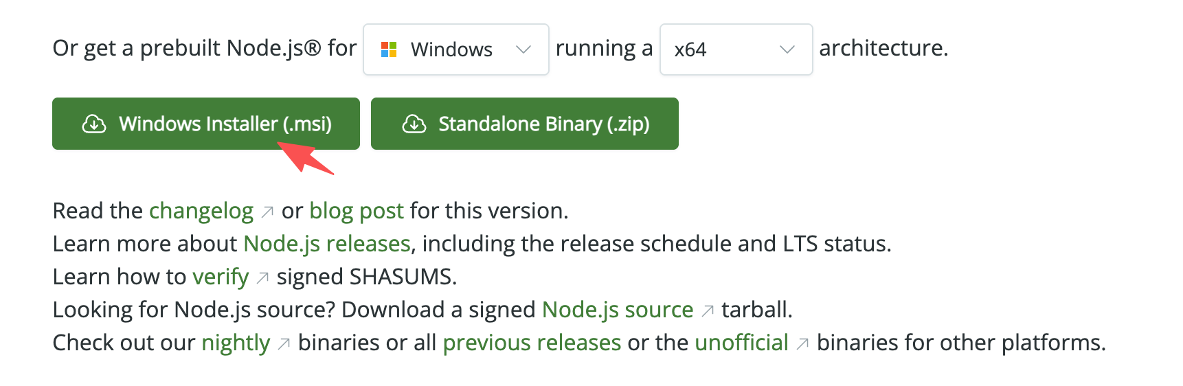 NodeJS Installer Download